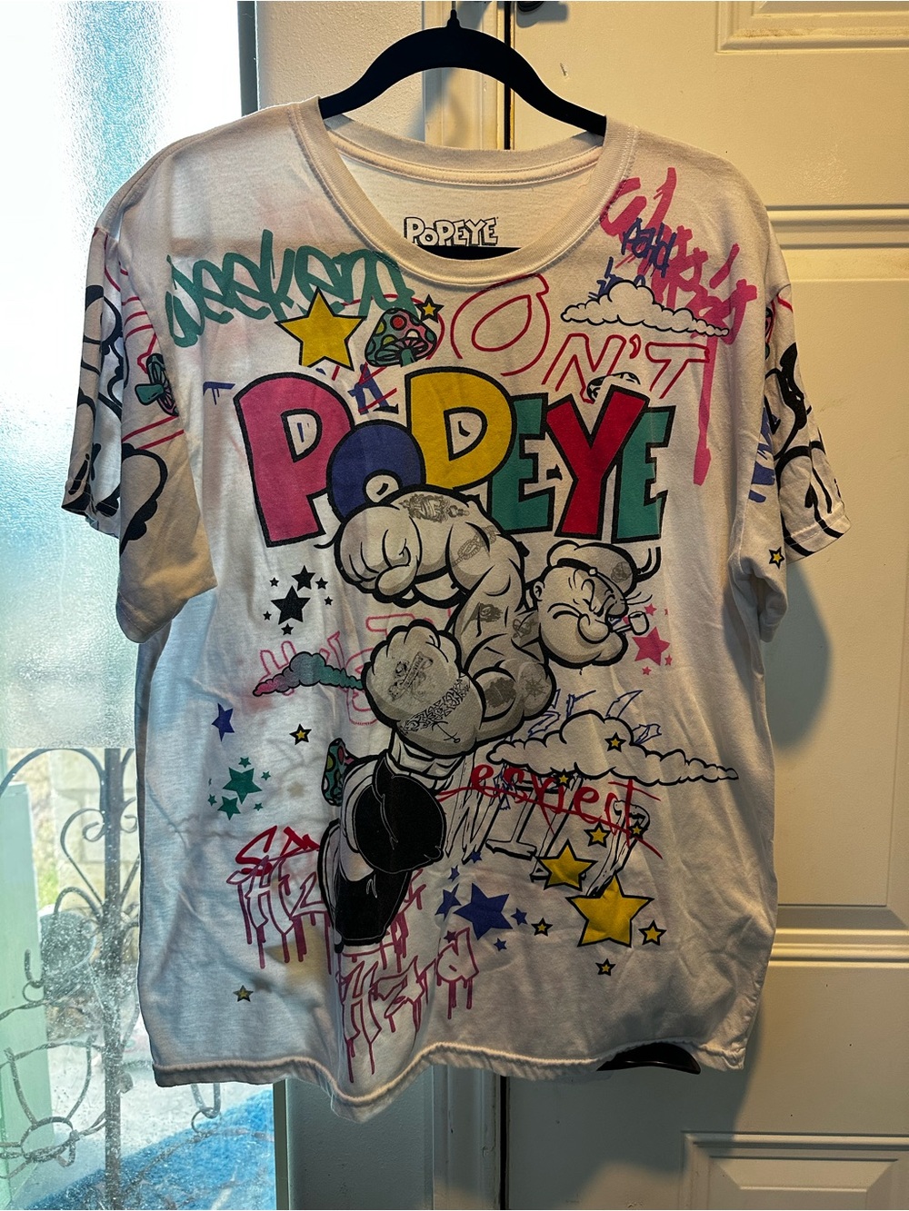 Popeye Graffiti Graphic AOP T-Shirt White
